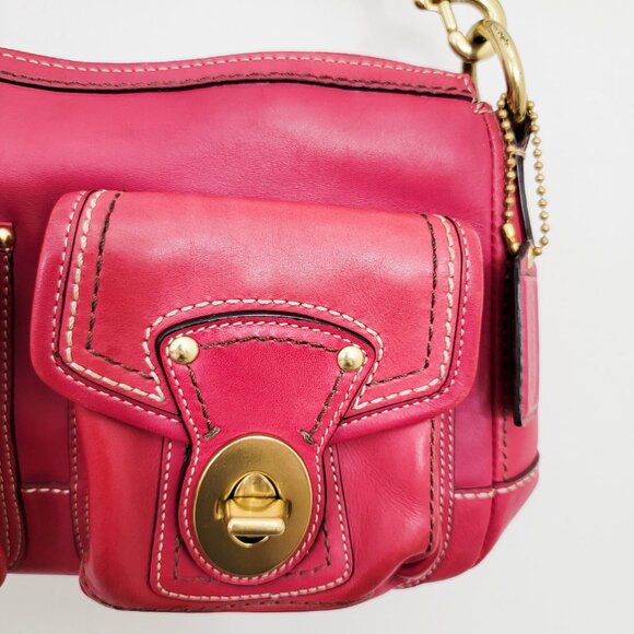 Coach Legacy Y2K Double Turnlock Satchel Shoulder Bag in Raspberry F12868 - Picture 3 of 16